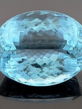 224 CT Loose Swiss Blue Topaz Oval Faceted Brilliant Checkerboard Cut Gemstone